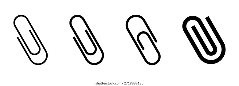 Conjunto de icono de Clip de papel de Vector en siluetas. Conjunto de iconos de Ilustración vectorial sobre fondo blanco