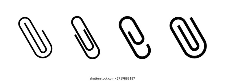 Conjunto de icono de Clip de papel de Vector en siluetas. Conjunto de iconos de Ilustración vectorial sobre fondo blanco