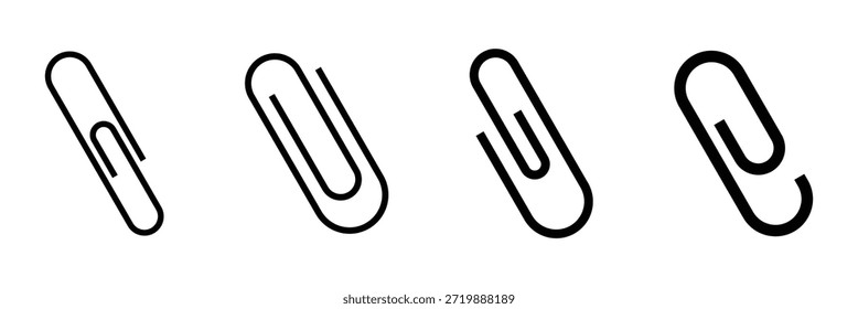 Conjunto de icono de Clip de papel de Vector en siluetas. Conjunto de iconos de Ilustración vectorial sobre fondo blanco