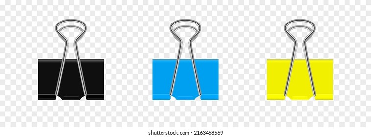 Set Of Vector Paper Clips Png. Paper Clips In Different Colors. Steel Office Supplies On An Isolated Transparent Background. PNG.