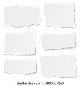 Set of vector paper different shapes tears placed on white background