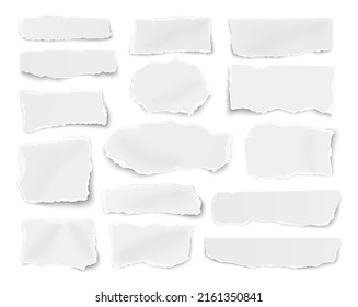 Set of vector paper different shapes scraps, fragments isolated on white