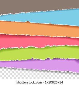 Set of vector paper dividers with rough edges. Torn paper pieces with copy space for text. Teared paper