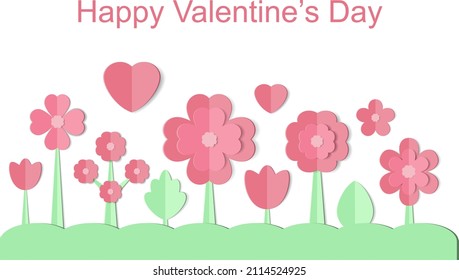 Set von Vektorpapierblumen und Herz für den Valentinstag. 