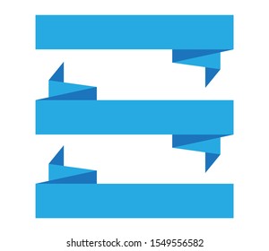 Set of vector paper origami banners. Blue elements of design. Vector origami labels isolated