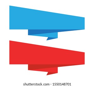 Set of vector paper origami banners. Colored elements of design. Vector origami labels isolated