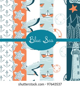 set of vector paper for scrapbook Blue Sea