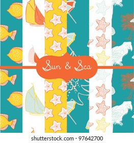 set of vector paper for scrapbook Sun & Sea