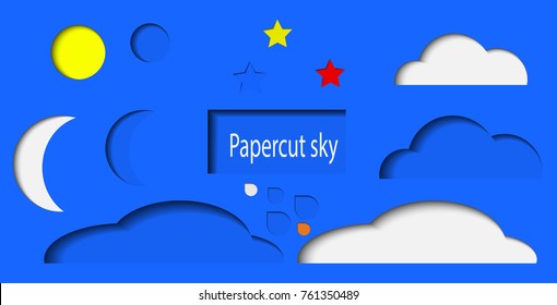 Set of vector paper sky elements. Can be used on different backgrounds color