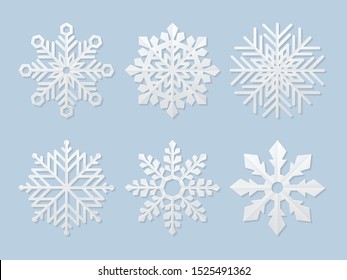 Set Of Vector Paper Snowflakes