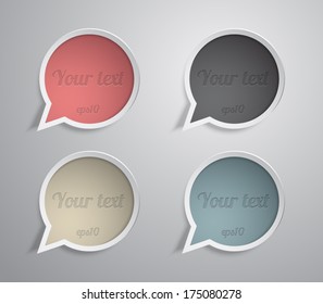 Set of vector paper speech bubbles banners for business design, infographics, reports, number options, step presentation, progress, workflow layout or websites