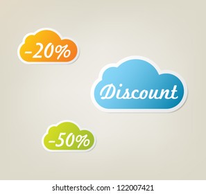 Set of vector paper sticker promo cloud banners for websites or business design