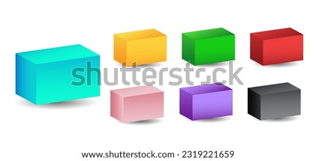 Set of vector parallelepipeds with gradients and shadow for game, icon, package design, logo, mobile, ui, web, education. 3D parallelepiped on a white background. Geometric figures for your design. 商業照片 © 
