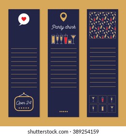 Set of vector party decorative cards.