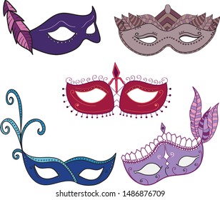 Set of vector party night masks