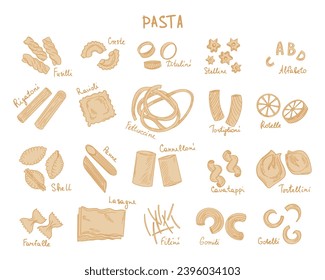 Set von Vektor-Pasta mit Text. Vintage-Illustration	
