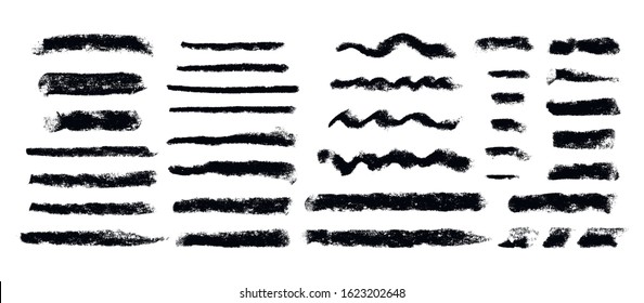 Set of vector pastel brushes. 10 eps design. Collection of grunge brushes.