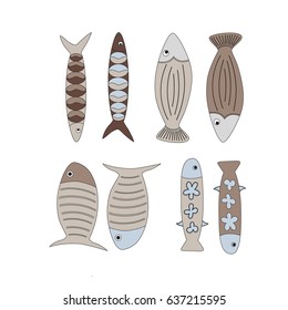 Set of vector pastel fishes