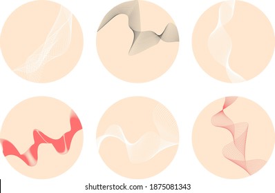 Conjunto de formas geométricas suaves de vector pastel.Composición abstracta.Plantilla moderna para icono, afiche, patrón cosmético, fondo web, plantilla de medios sociales. Beige, negro y rojo acento en círculo.