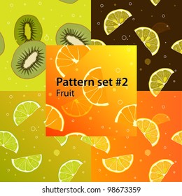 Set vector pattern #2. Fruit: kiwi, lemon, orange and lime.