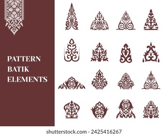 set of vector pattern batik elements, motif pucuk rebung