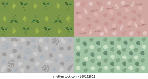 set vector pattern with illustrations of plant leaves. For nature lovers. The theme of the summer and autumn. It can be used for packaging, invitations, postcard holiday, fabrics and etc.