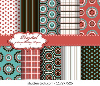 set of vector pattern paper for scrapbook