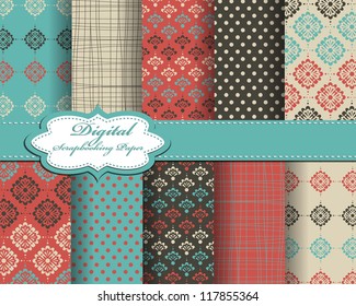 set of vector pattern paper for scrapbook