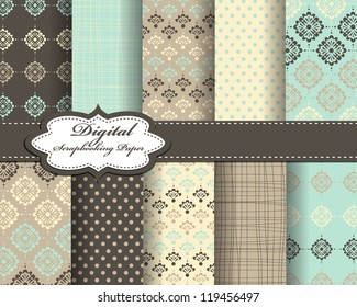 Set Of Vector Pattern Paper For Scrapbook