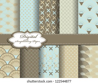 set of vector pattern paper for scrapbook