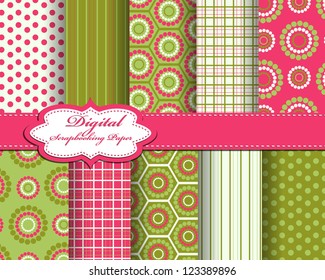 Set Of Vector Pattern Paper For Scrapbook