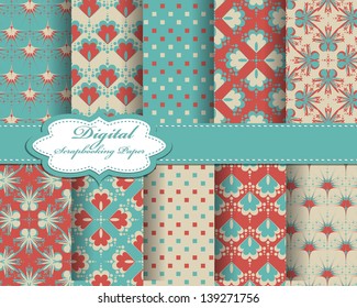 set of vector pattern paper for scrapbook