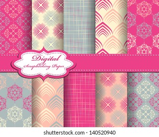 set of vector pattern paper for scrapbook