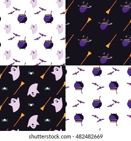Set of vector Pattern for your design. Halloween background pattern. Dark and light. Flat