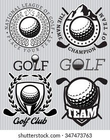 set of vector patterns badges with attributes for golf