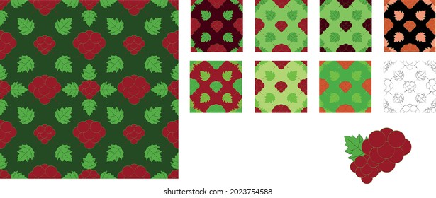 The set of vector patterns with berrys in different colors, can be used in souvenir or textile industry