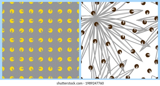 Set of vector patterns. Circles in the form of coconuts on a white isolated background. Background, wrapping paper, wallpaper, cover, print, clothing, material. 