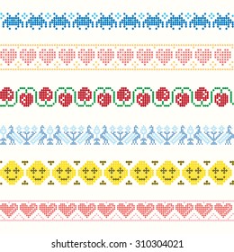 Set of vector Patterns for Embroidery Stitch
