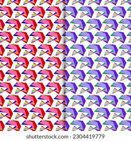 Set of Vector Patterns In Flat Colors, Abstract geometric pattern with lines, rhombuses A seamless vector background.