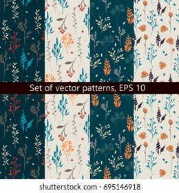 Set of vector patterns with floral design