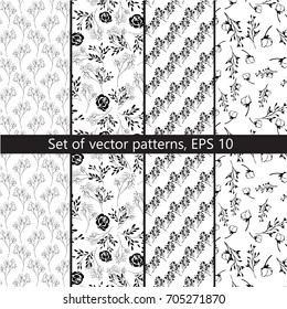 Set of vector patterns with floral design