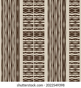 Set of vector patterns with geometric elements, inspired by ethnic motives. In beige and brown colors. Squares, stripes, zigzags.For textile design, paper, notebooks, print packaging paper, wallpaper.
