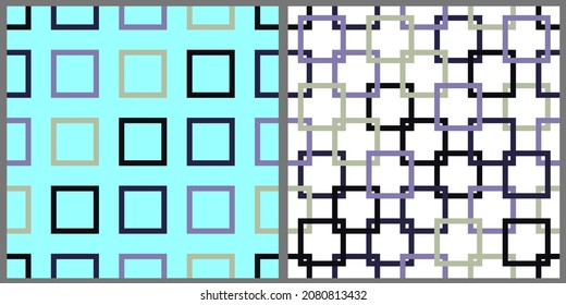 Set of vector patterns. Geometric shapes squares in pastel colors on an isolated background. 