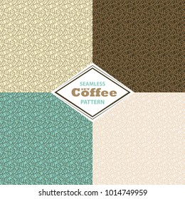 Set of vector patterns with hand drawn coffee beans.