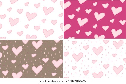 
set of vector patterns with hearts for valentines day