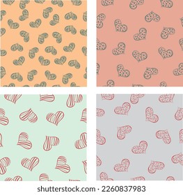 Set of vector patterns with hearts. Valentine's Day.High quality vector image.