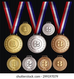 set of vector patterns medals - gold, silver, bronze