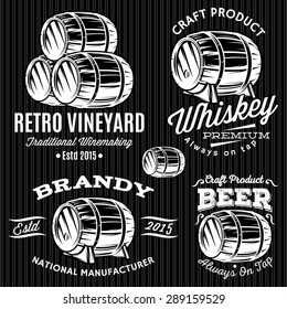 set of vector patterns for monochromatic emblems with barrels