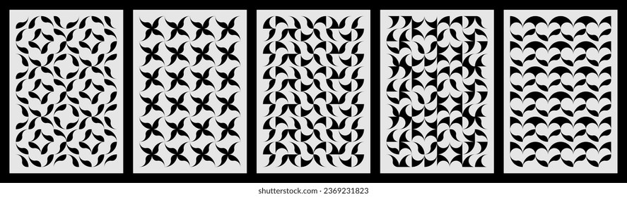 Set of vector patterns is perfect for creating surreal and psychedelic posters backgrounds, and covers. The patterns are made up of geometric shapes and lines that create a sense of depth and movement