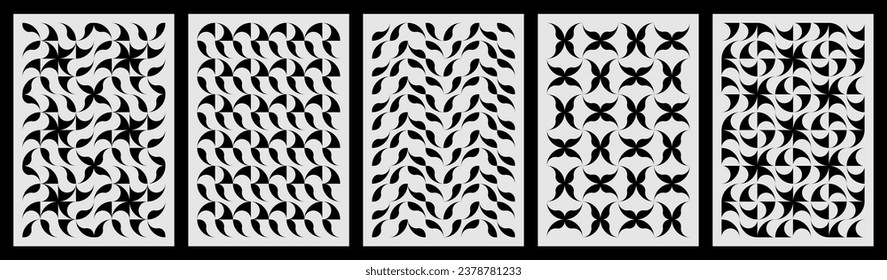 Set of vector patterns is perfect for creating surreal and psychedelic posters backgrounds, and covers. The patterns are made up of geometric shapes and lines that create a sense of depth and movement